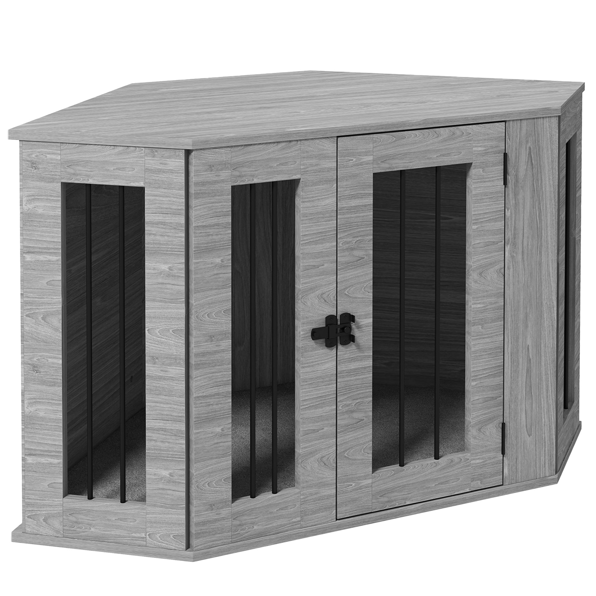 PawHut 2 in 1 Dog Crate Furniture, Side Table Dog Kennel with Cushion, Large Door, for Medium Dogs - Grey
