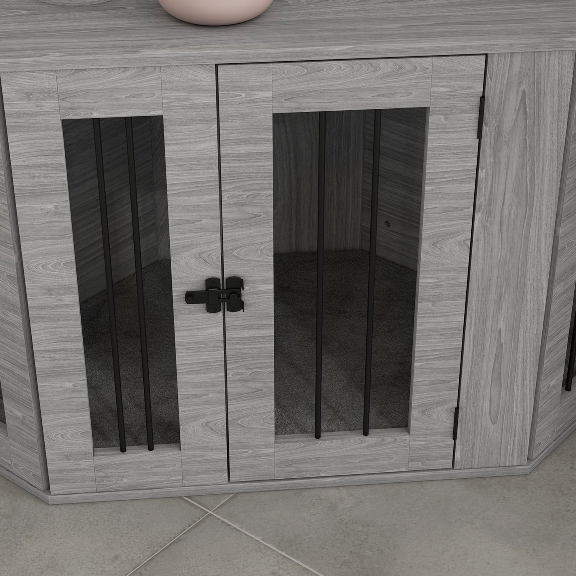 PawHut 2 in 1 Dog Crate Furniture, Side Table Dog Kennel with Cushion, Large Door, for Medium Dogs - Grey