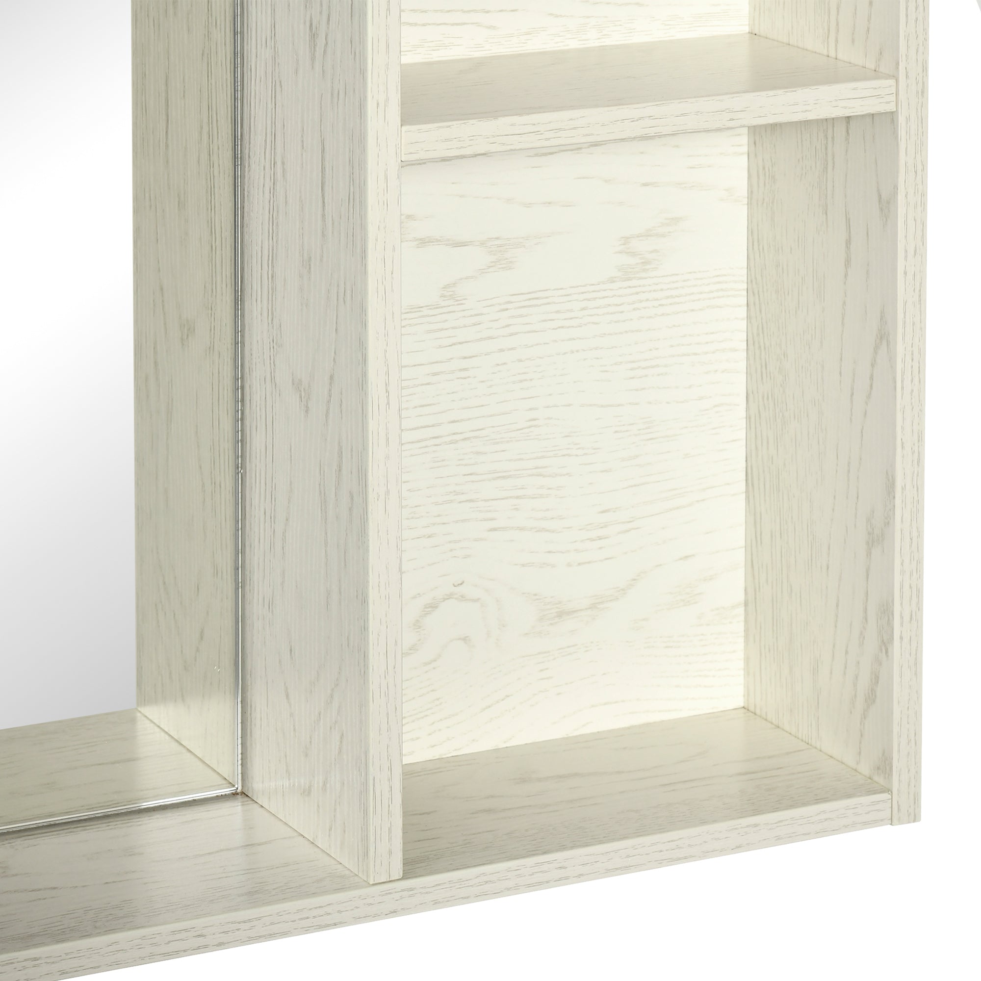 kleankin 31.5 Inch x 25.5 Inch Medicine Cabinet with Mirror, 2-Tier Storage Shelf, Wall Mounted Bathroom Mirror Cabinet, White