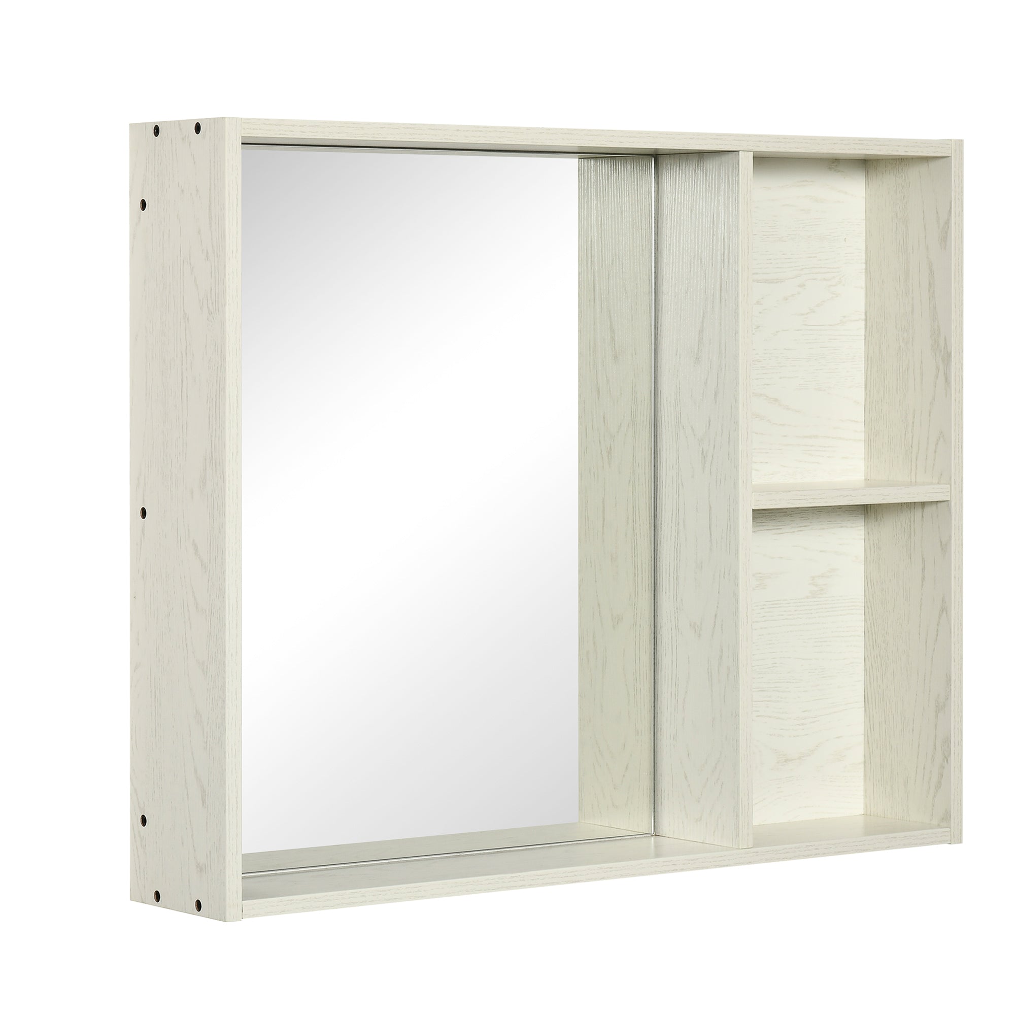 kleankin 31.5 Inch x 25.5 Inch Medicine Cabinet with Mirror, 2-Tier Storage Shelf, Wall Mounted Bathroom Mirror Cabinet, White