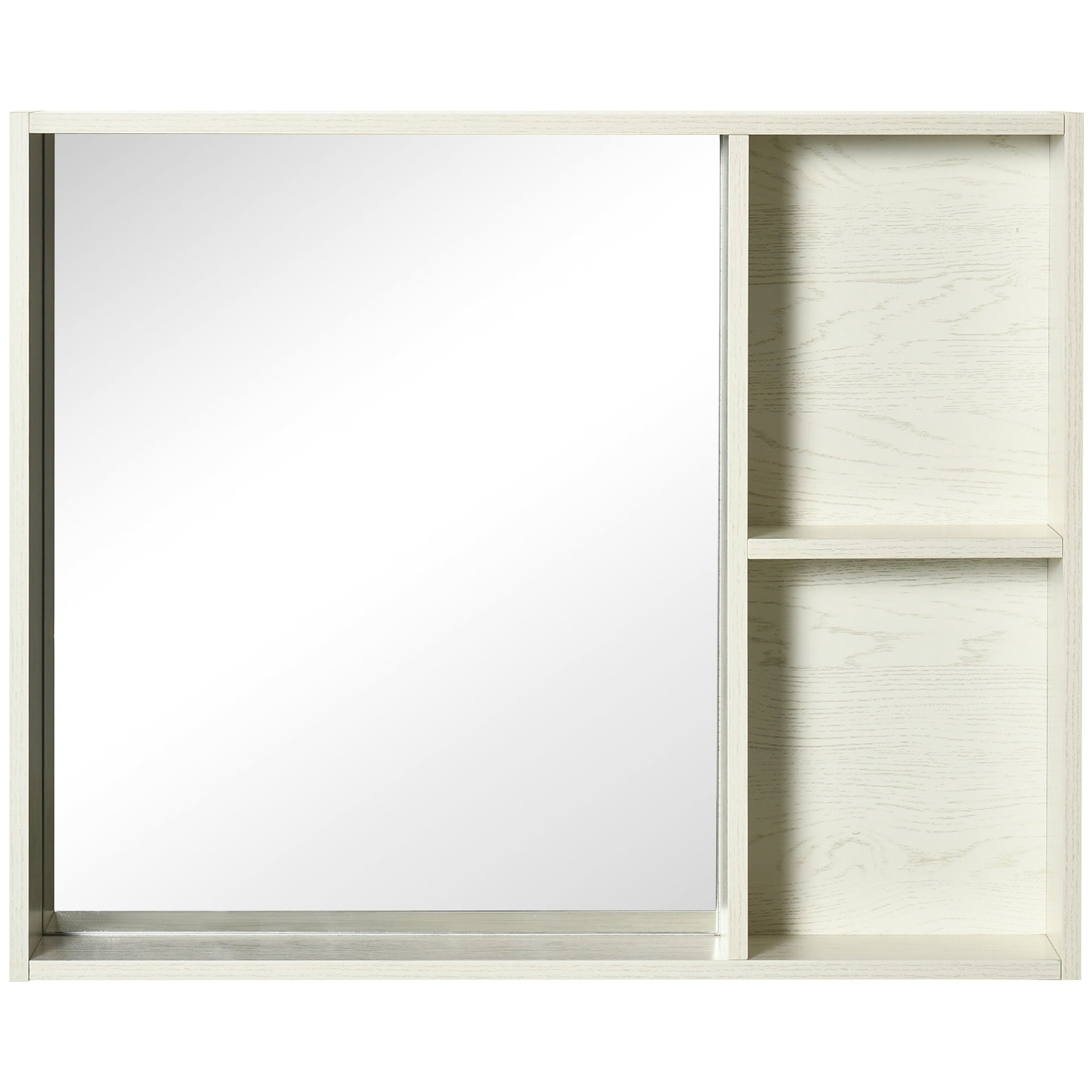 kleankin 31.5 Inch x 25.5 Inch Medicine Cabinet with Mirror, 2-Tier Storage Shelf, Wall Mounted Bathroom Mirror Cabinet, White