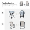 Outsunny 3pc Patio Foldable Rocking Chair Set, Outdoor Rocking Chairs and Table Bistro Set w/ Breathable Mesh Seat & Backrest, Padded Headrest for park, backyard, garden, Cream White