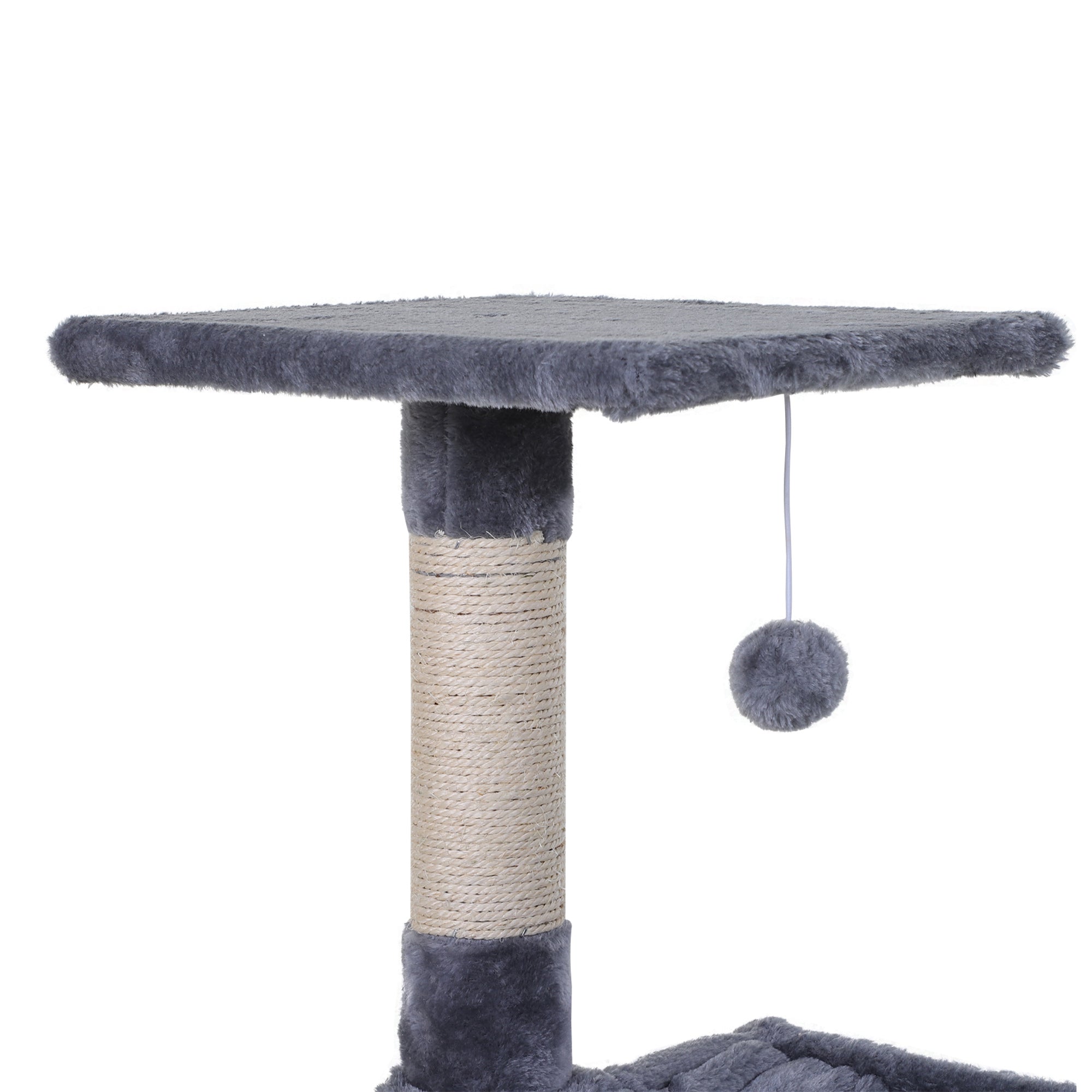 PawHut 27.5" Cat Tree Tower Kitten House Condo Furniture Hammock Bed with Natural Sisal Scratching Post Teasing Toy, Light Grey
