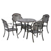 Outsunny 5-Piece Outdoor Patio Dining Set with 4 Armchairs & 1 Table with Umbrella Hole, 35" Round Bistro Table, Cast Aluminium Patio Furniture Set for Garden Deck Yard, Bronze