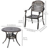 Outsunny 5-Piece Outdoor Patio Dining Set with 4 Armchairs & 1 Table with Umbrella Hole, 35" Round Bistro Table, Cast Aluminium Patio Furniture Set for Garden Deck Yard, Bronze