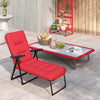 Outsunny Outdoor Lounge Chair with Padded Cushion, Folding Reclining Patio Garden Chair with Recline Back, Footrest, for Poolside, Patio, Wine Red
