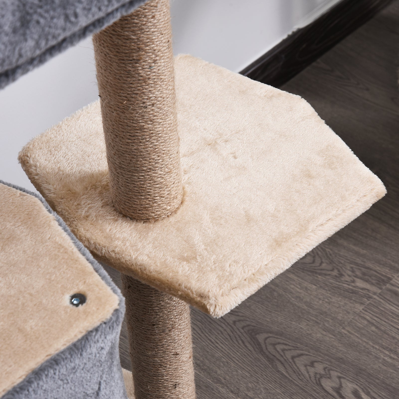 PawHut Cat Tree for Indoor Cats Scratching Posts with 2 Houses, Bed, Ball Toy, Kitten Activity Centre, 60 x 40 x 92 cm, Grey