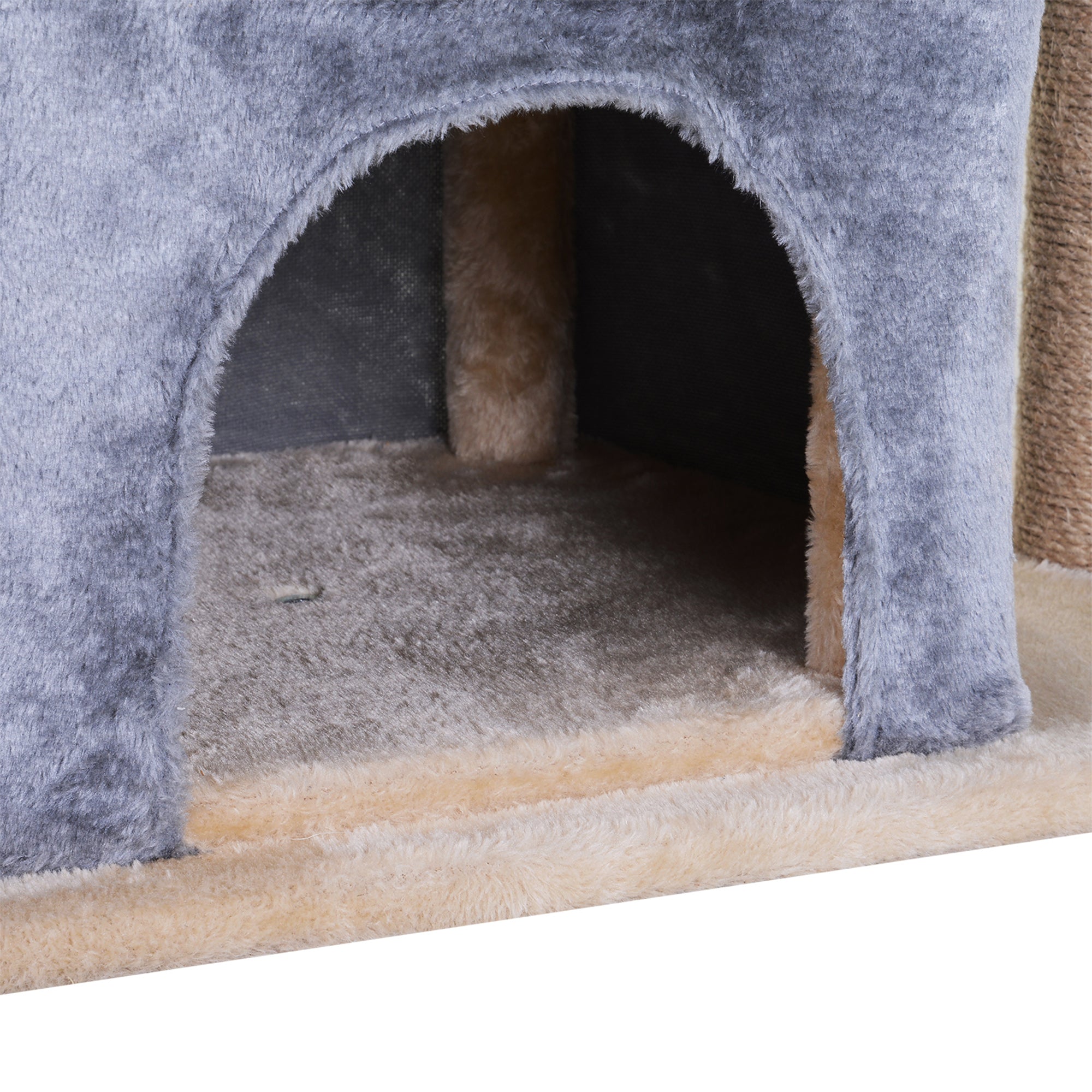 PawHut Cat Tree for Indoor Cats Scratching Posts with 2 Houses, Bed, Ball Toy, Kitten Activity Centre, 60 x 40 x 92 cm, Grey