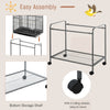 PawHut 64" Large Bird Cage, Rolling Metal Parrot Cage, Bird House with Detachable Rolling Stand, Storage Shelf, Wood Perch, Food Container, 30.25" x 18.5" x 64"