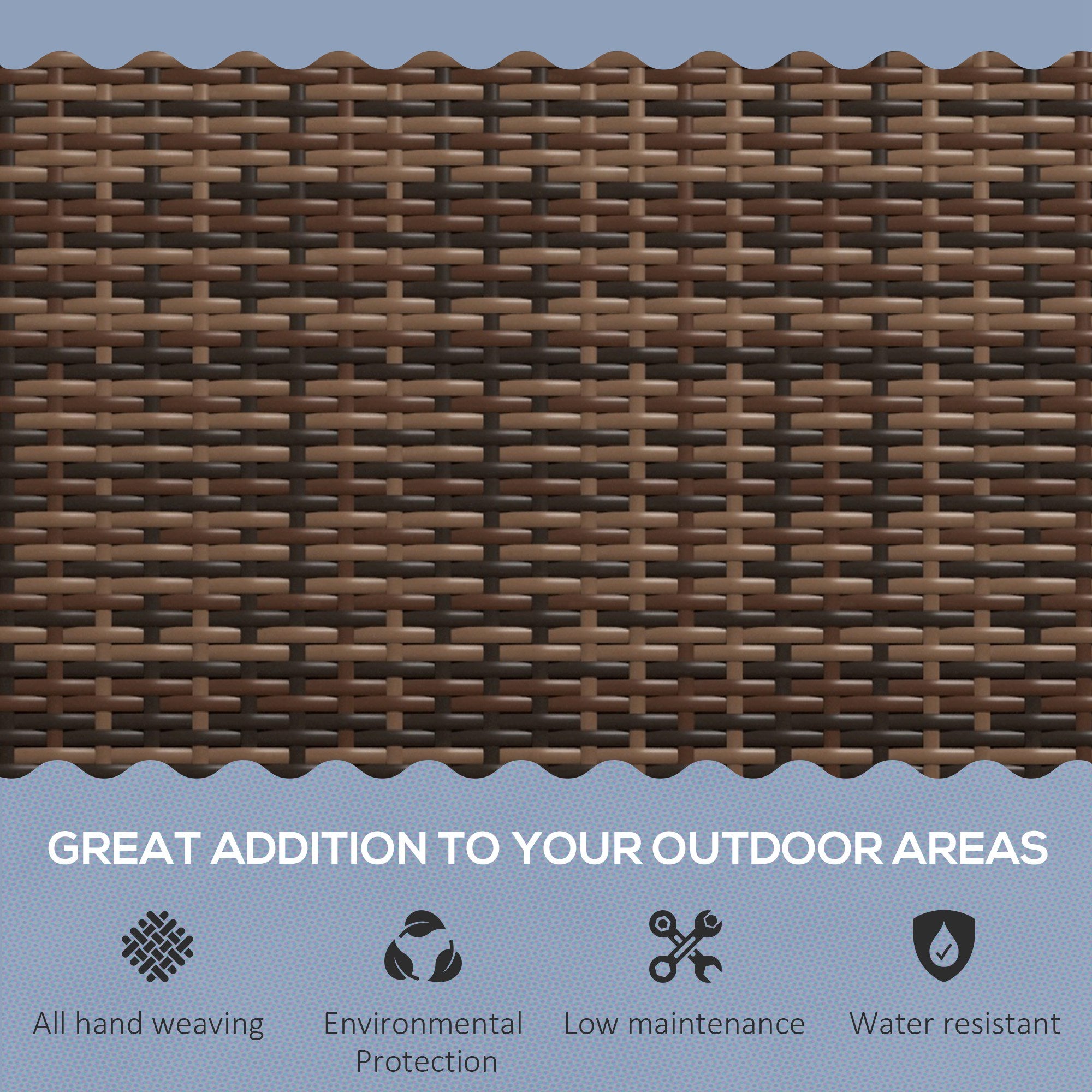 Outsunny Rattan Wicker Loveseat Garden Bench Hand Woven Portable Backyard Brown