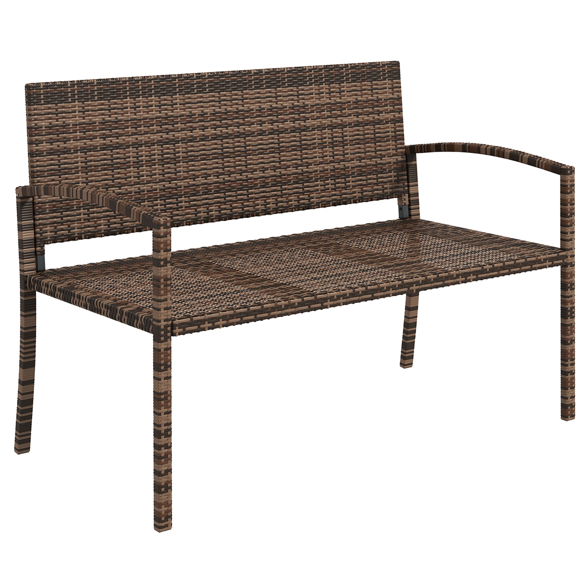 Outsunny Rattan Wicker Loveseat Garden Bench Hand Woven Portable Backyard Brown