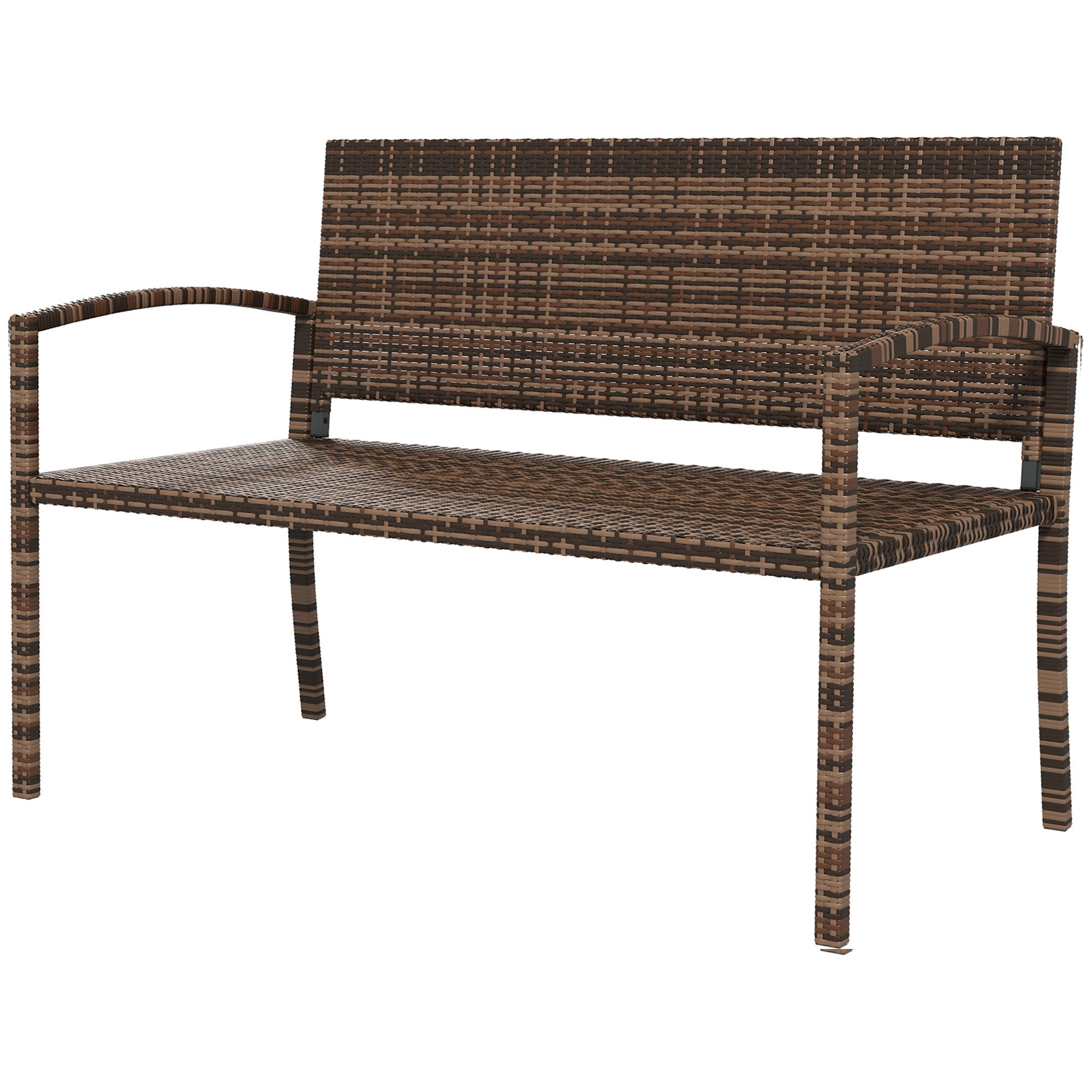 Outsunny Rattan Wicker Loveseat Garden Bench Hand Woven Portable Backyard Brown