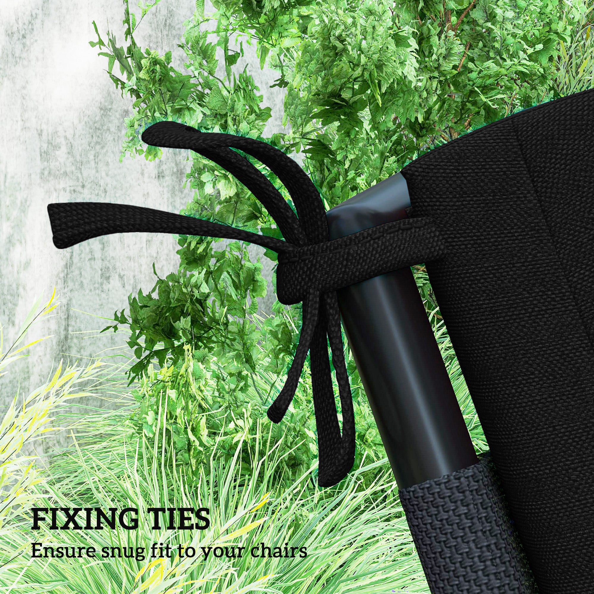 Outsunny Outdoor Chair Cushions Set of 2 for Dining Chairs, Water-Repellent and Fade-Resistant Yarn-Dyed Polyester, Outdoor Seat Cushions with Back Cushions and Ties, Black