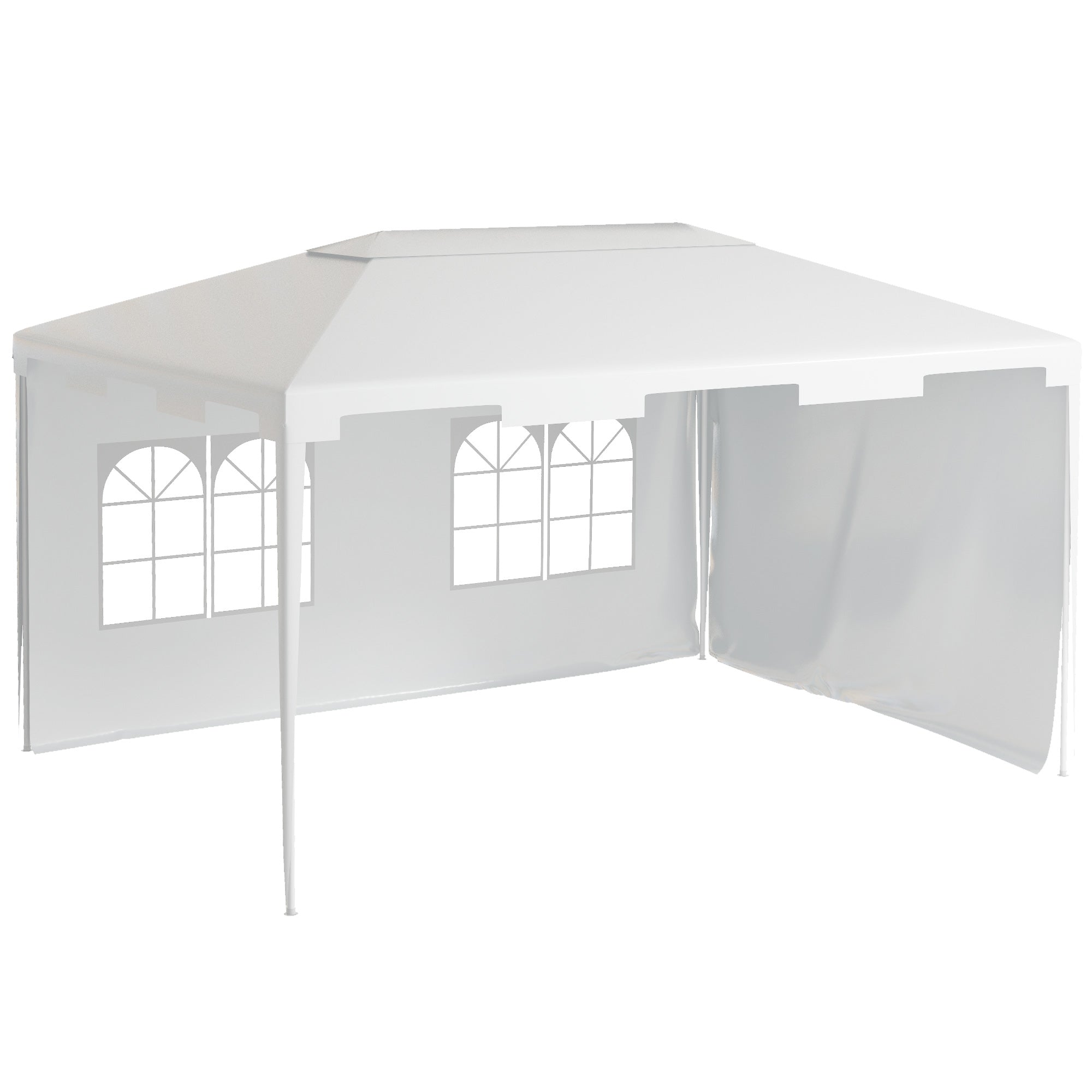 Outsunny 10x13ft Outdoor Gazebo Canopy, Garden Party Tent Patio, Sun Shade Shelter Wedding Tent with Mesh Sidewalls and 2 Doors, White