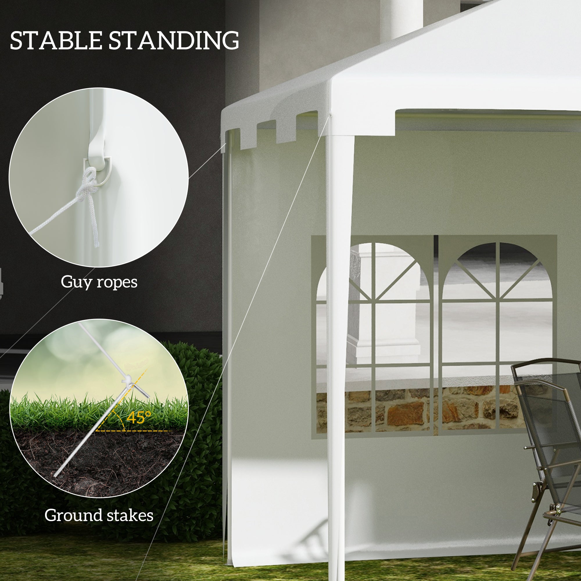 Outsunny 10x13ft Outdoor Gazebo Canopy, Garden Party Tent Patio, Sun Shade Shelter Wedding Tent with Mesh Sidewalls and 2 Doors, White