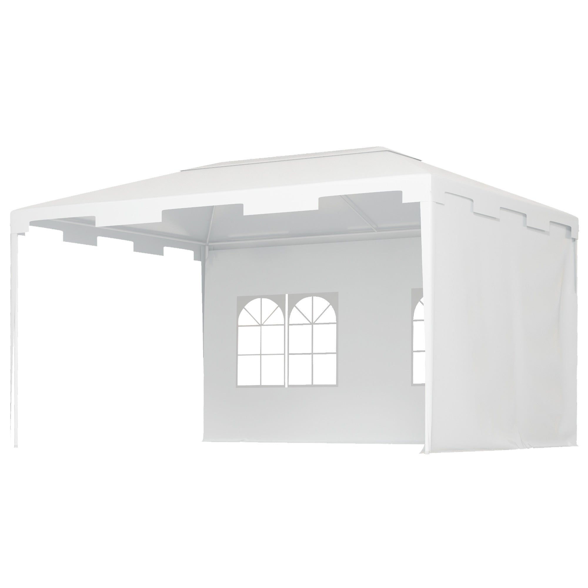 Outsunny 10x13ft Outdoor Gazebo Canopy, Garden Party Tent Patio, Sun Shade Shelter Wedding Tent with Mesh Sidewalls and 2 Doors, White
