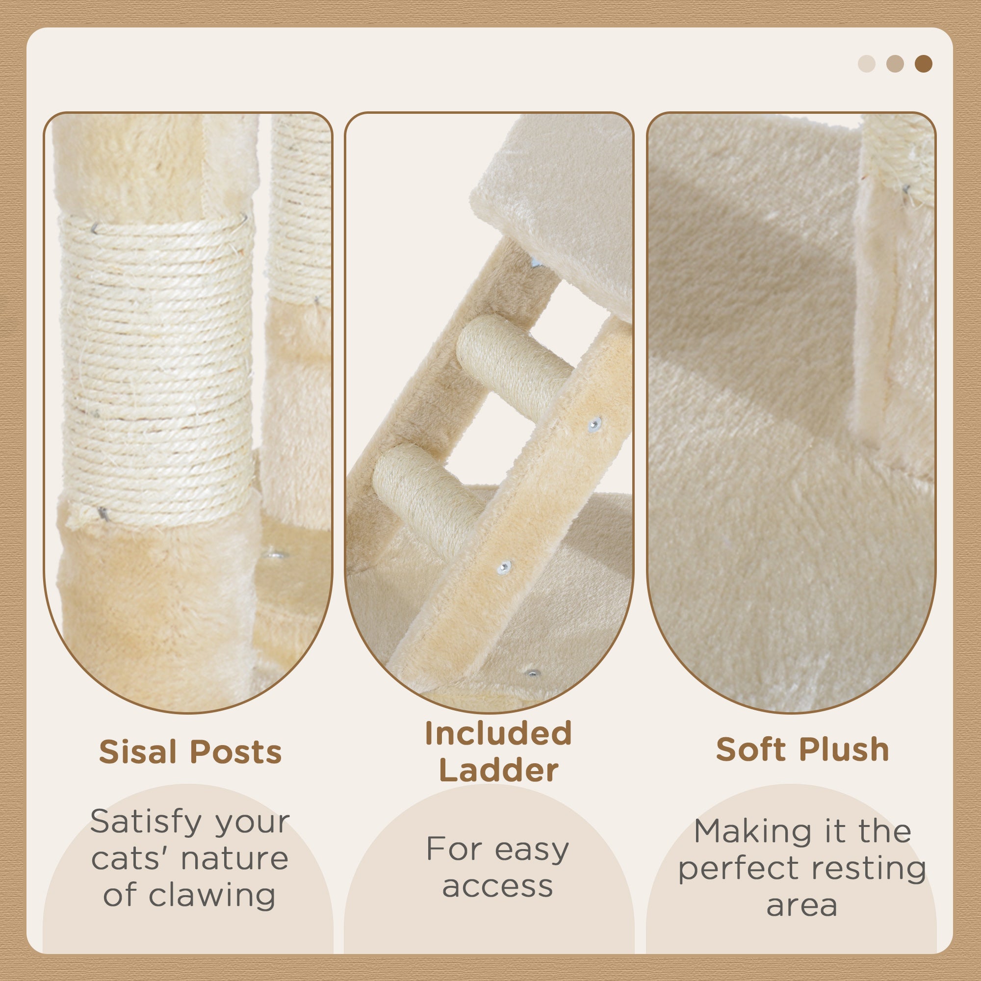 PawHut 49" Cat Tree with Hammock, Cat Condo Tower with Scratching Post for Indoor Cats, Beige