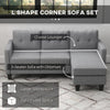 HOMCOM Sectional Sofa with Changeable Chaise, 3 Seater Corner Sofa with Ottoman, L Shape Couch with Thick Padded Cushion for Living Room, Office, Light Grey
