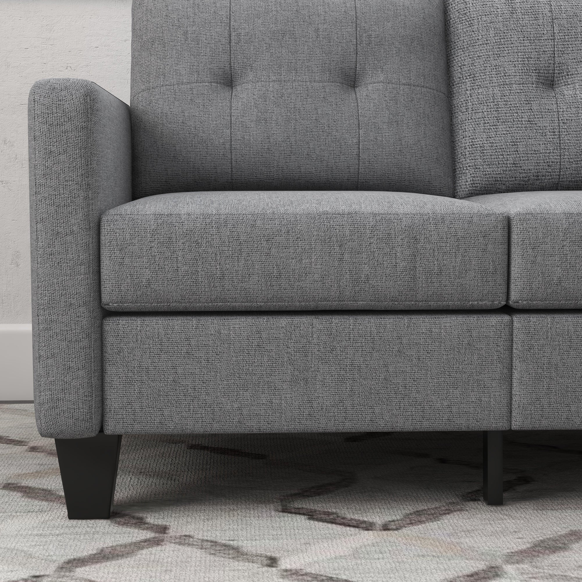 HOMCOM Sectional Sofa with Changeable Chaise, 3 Seater Corner Sofa with Ottoman, L Shape Couch with Thick Padded Cushion for Living Room, Office, Light Grey