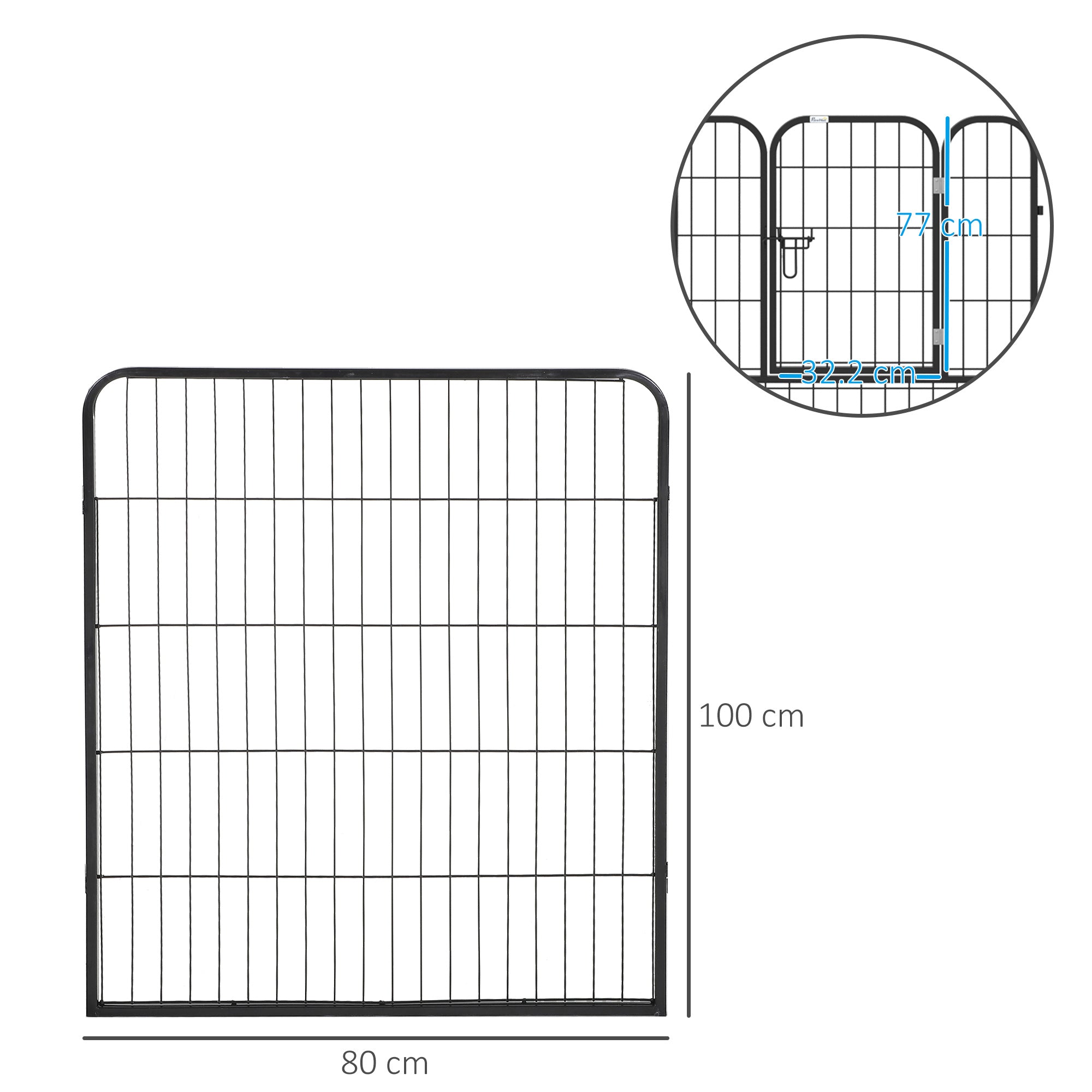Pawhut Heavy Duty Dog Pen 8 Panel Pet Puppy Playpen Rabbit Hutch Run Indoor Outdoor Black, 80 x 100 (Large)