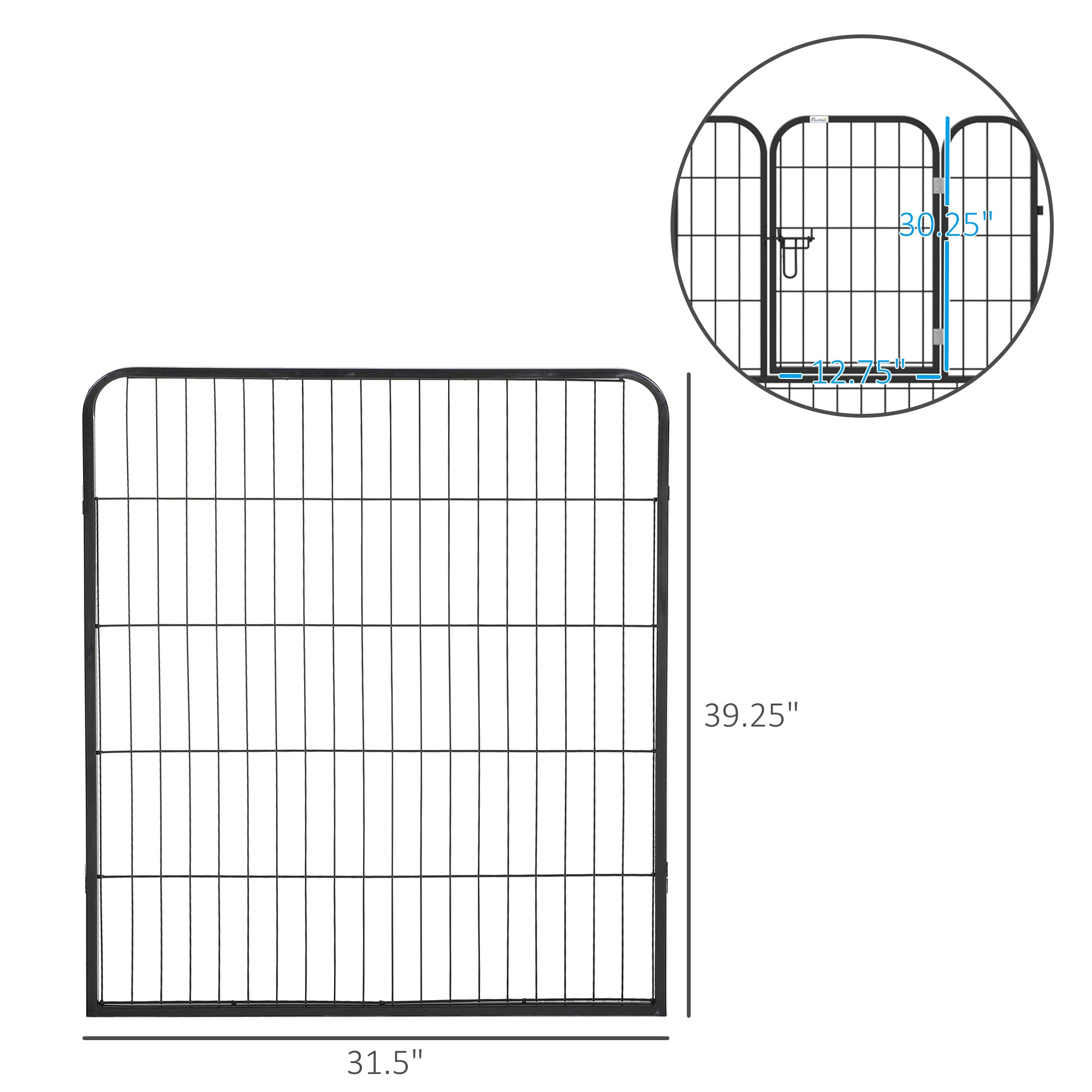 Pawhut Heavy Duty Dog Pet Puppy Metal Playpen Play Pen Rabbit Pig Hutch Run Enclosure Foldable Black 31.5"W x 39.25"H
