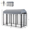 PawHut 8' x 4' x 6' Large Outdoor Dog Kennel Run Steel Fence with UV-Resistant Oxford Cloth Roof & Secure Lock