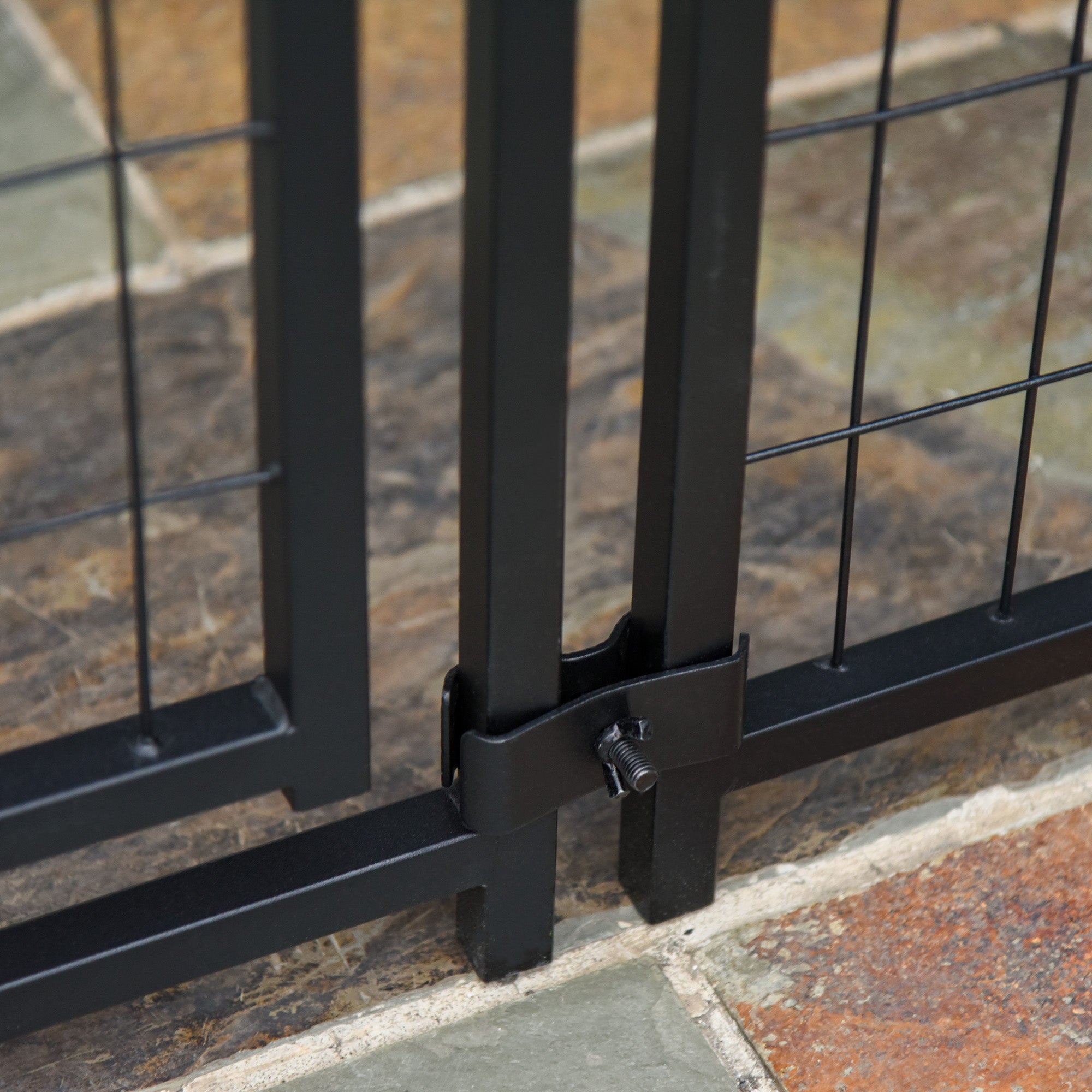 PawHut 8' x 4' x 6' Large Outdoor Dog Kennel Run Steel Fence with UV-Resistant Oxford Cloth Roof & Secure Lock