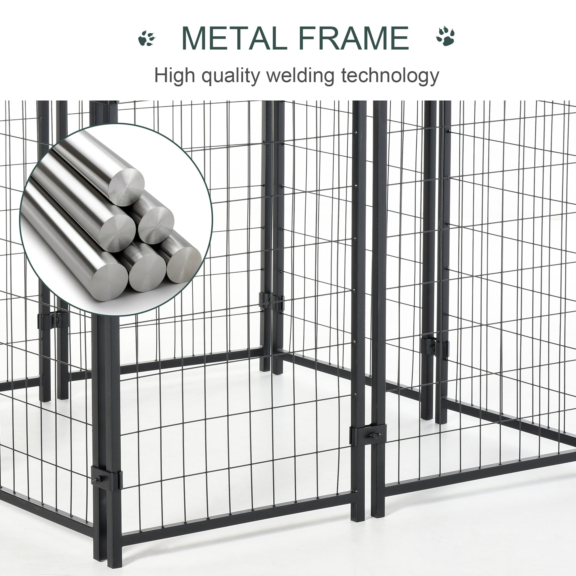 PawHut 8' x 4' x 6' Large Outdoor Dog Kennel Run Steel Fence with UV-Resistant Oxford Cloth Roof & Secure Lock