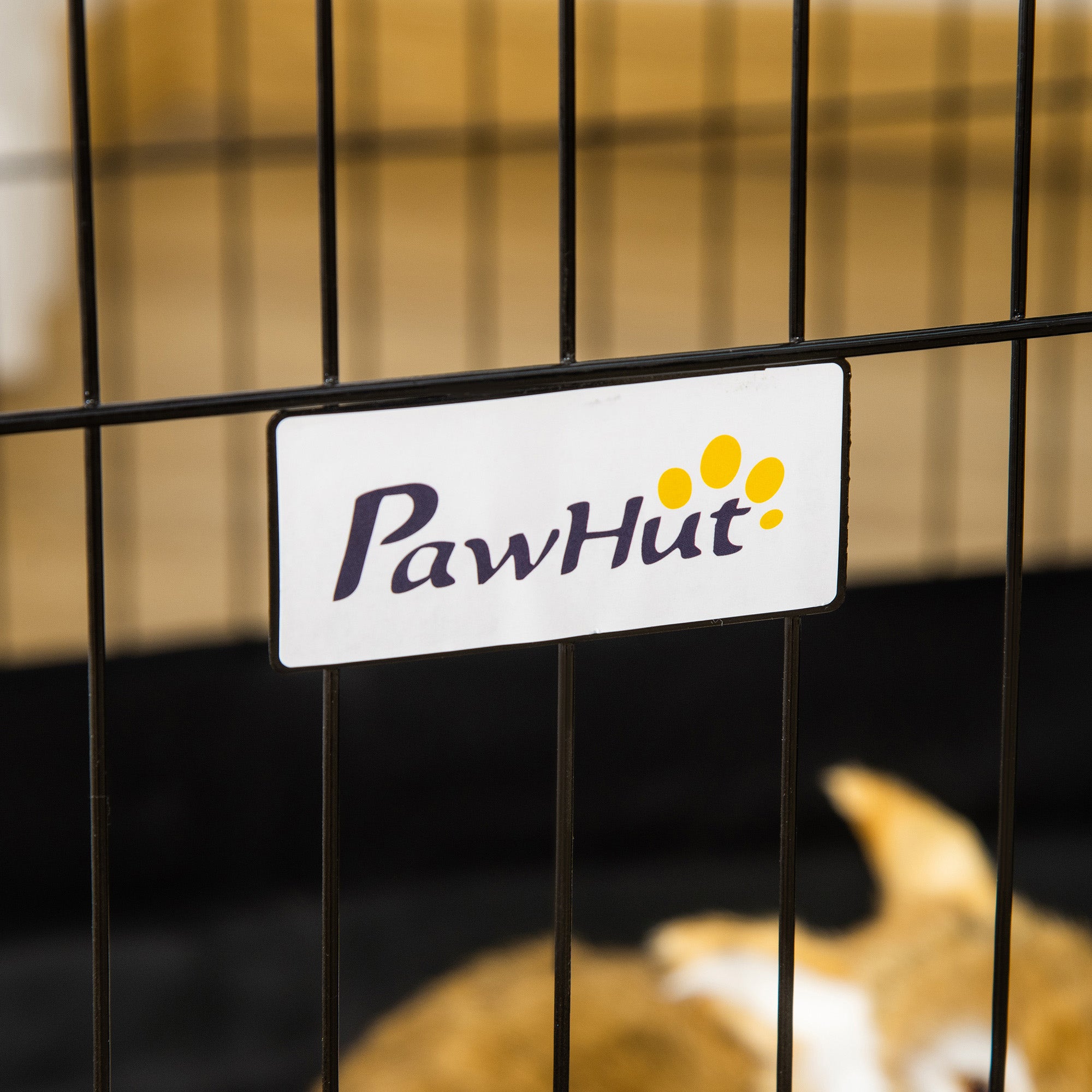 PawHut Metal Rabbit Cage with Water-resistant Cover, Outdoor Small Animal Cage, Cat Playpen Kennel Enclosure, Black