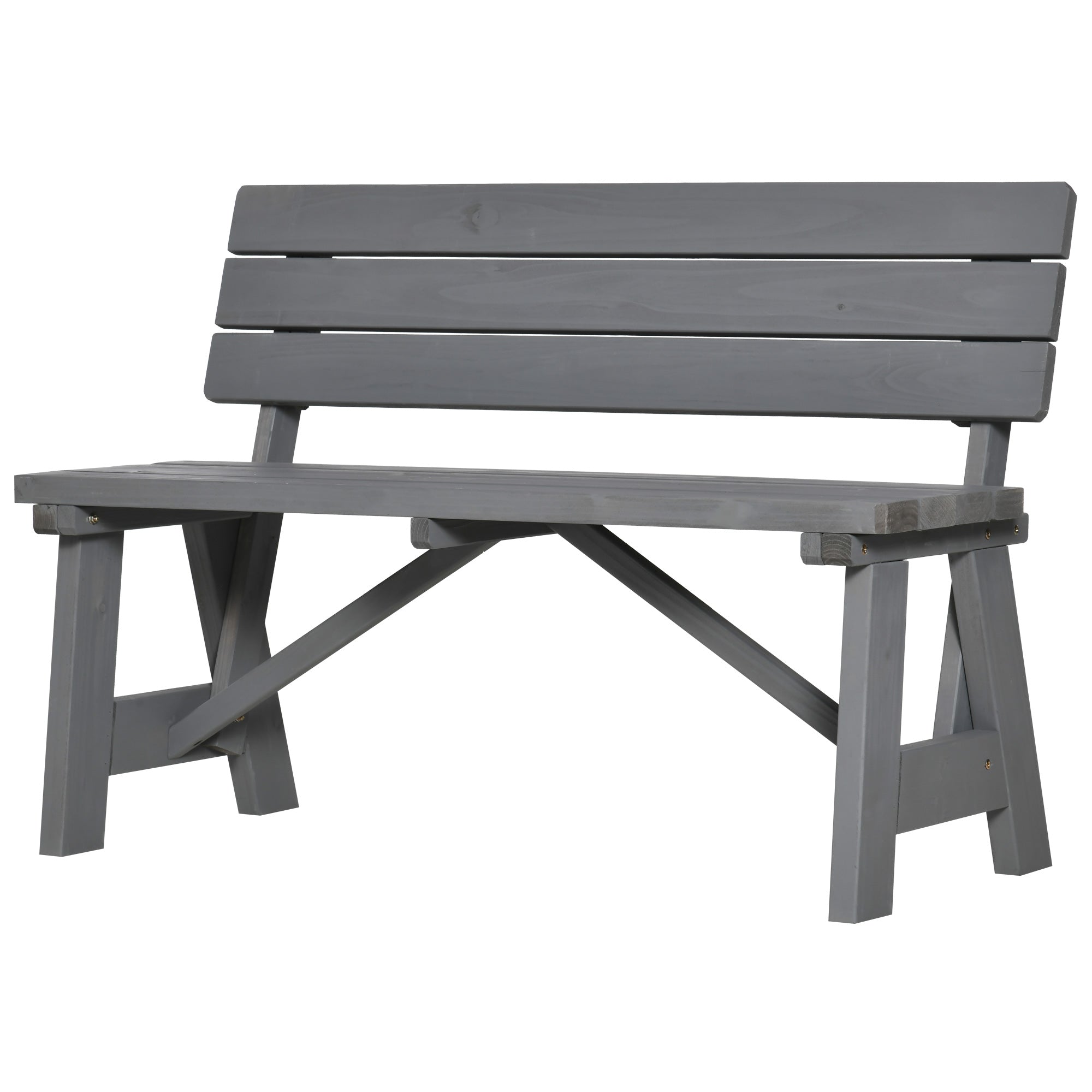 Outsunny Wooden Garden Bench for Outdoor, 2-person Patio Bench, Loveseat Furniture for Lawn, Deck, Yard, Porch and Entryway, Grey