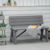Outsunny Wooden Garden Bench for Outdoor, 2-person Patio Bench, Loveseat Furniture for Lawn, Deck, Yard, Porch and Entryway, Grey