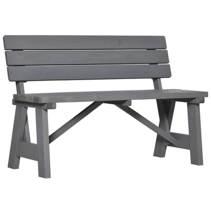 Outsunny Wooden Garden Bench for Outdoor, 2-person Patio Bench, Loveseat Furniture for Lawn, Deck, Yard, Porch and Entryway, Grey