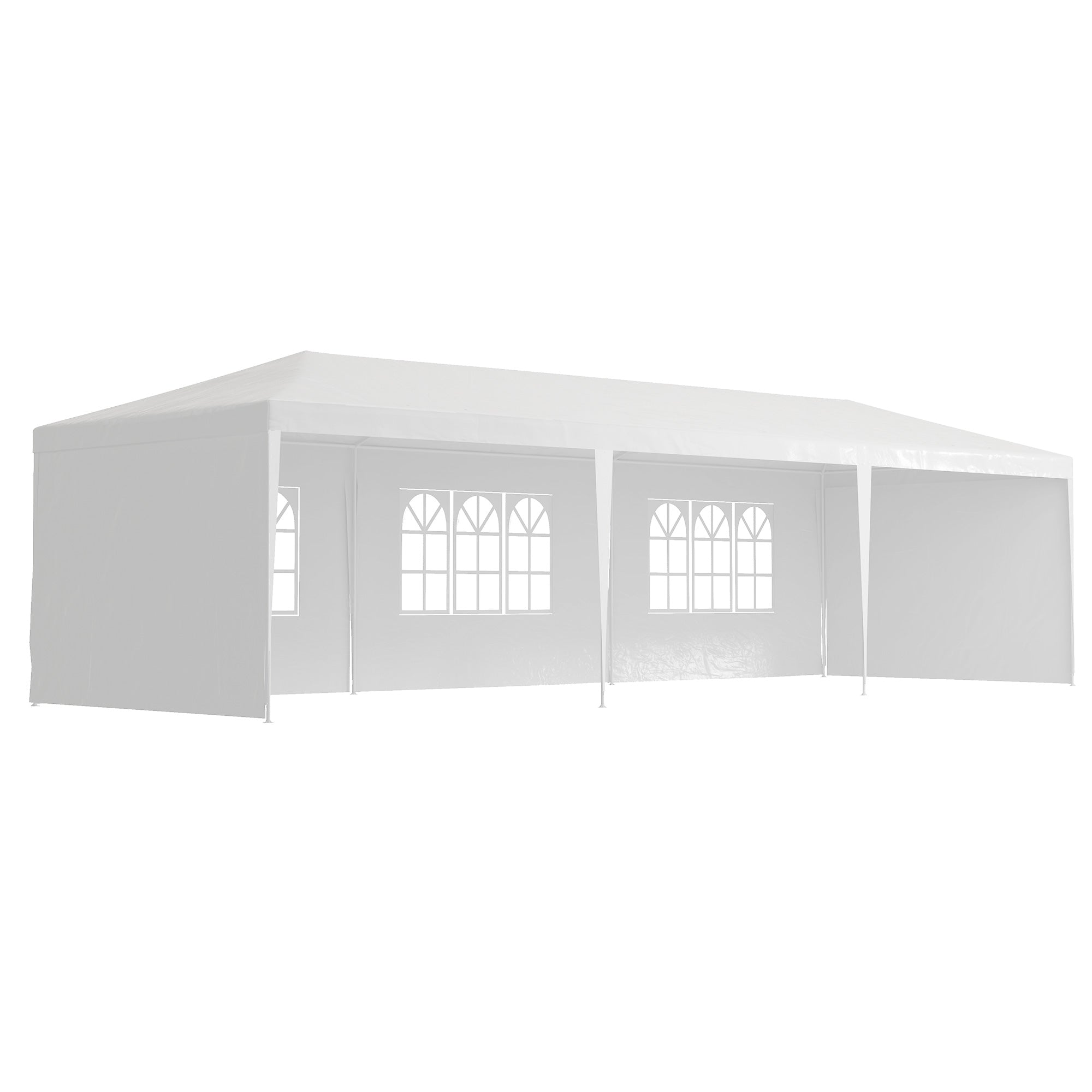 Outsunny 10' x 29' Party Tent, Canopy Tent with Sidewalls and Large Transparent Windows for Garden, Backyard, Outdoor, White