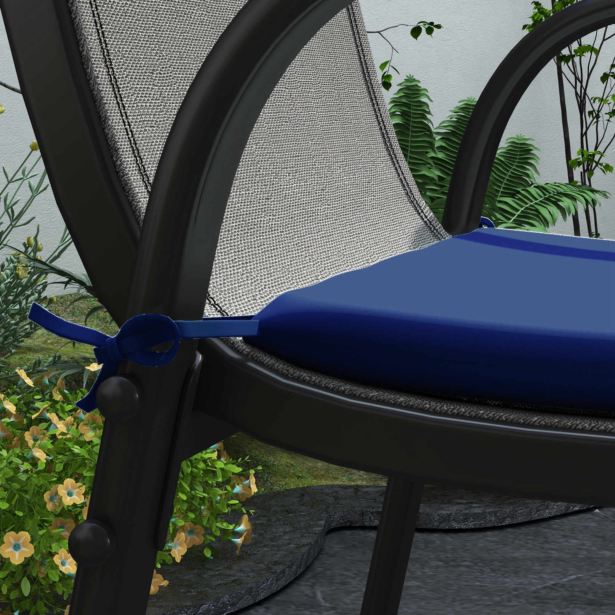 Outsunny 6-Piece Patio Chair Cushions Pillows, Seat Replacement Patio Cushions Set with Ties for Indoor Outdoor Garden Furniture, Deep Blue