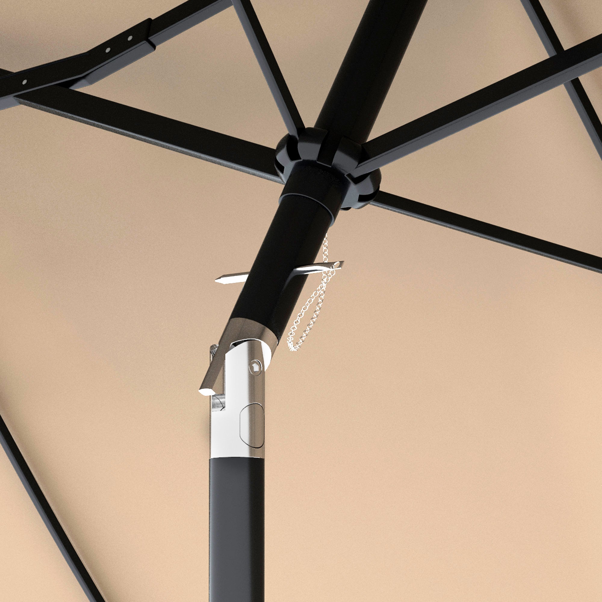 Outsunny 9.7ft Patio Umbrella with Double Sided Canopy, Outdoor Market Table Parasol with Push Button Tilt, Crank, 3 Air Vents and 12 Ribs, for Garden, Deck, Pool, Brown