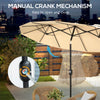 Outsunny 9.7ft Patio Umbrella with Double Sided Canopy, Outdoor Market Table Parasol with Push Button Tilt, Crank, 3 Air Vents and 12 Ribs, for Garden, Deck, Pool, Brown