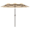 Outsunny 9.7ft Patio Umbrella with Double Sided Canopy, Outdoor Market Table Parasol with Push Button Tilt, Crank, 3 Air Vents and 12 Ribs, for Garden, Deck, Pool, Brown