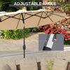 Outsunny 9.7ft Patio Umbrella with Double Sided Canopy, Outdoor Market Table Parasol with Push Button Tilt, Crank, 3 Air Vents and 12 Ribs, for Garden, Deck, Pool, Brown