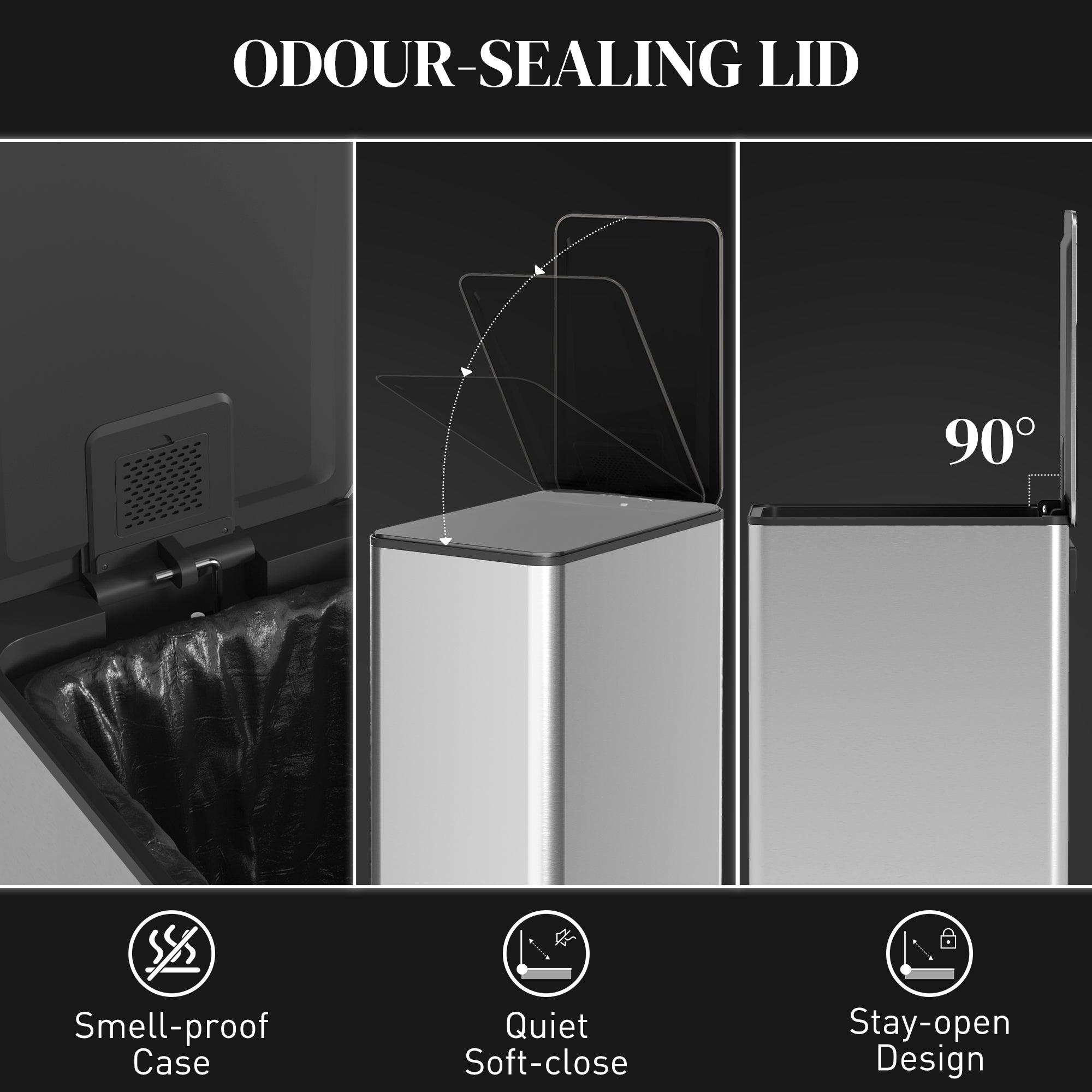 HOMCOM 5.3 Gallon/20 L Garbage Can, Fingerprint-proof Stainless Steel Kitchen Trash Can with Soft-close Lid and Foot Pedal, Slim Garbage Bin for Living Room, Home Office, Silver