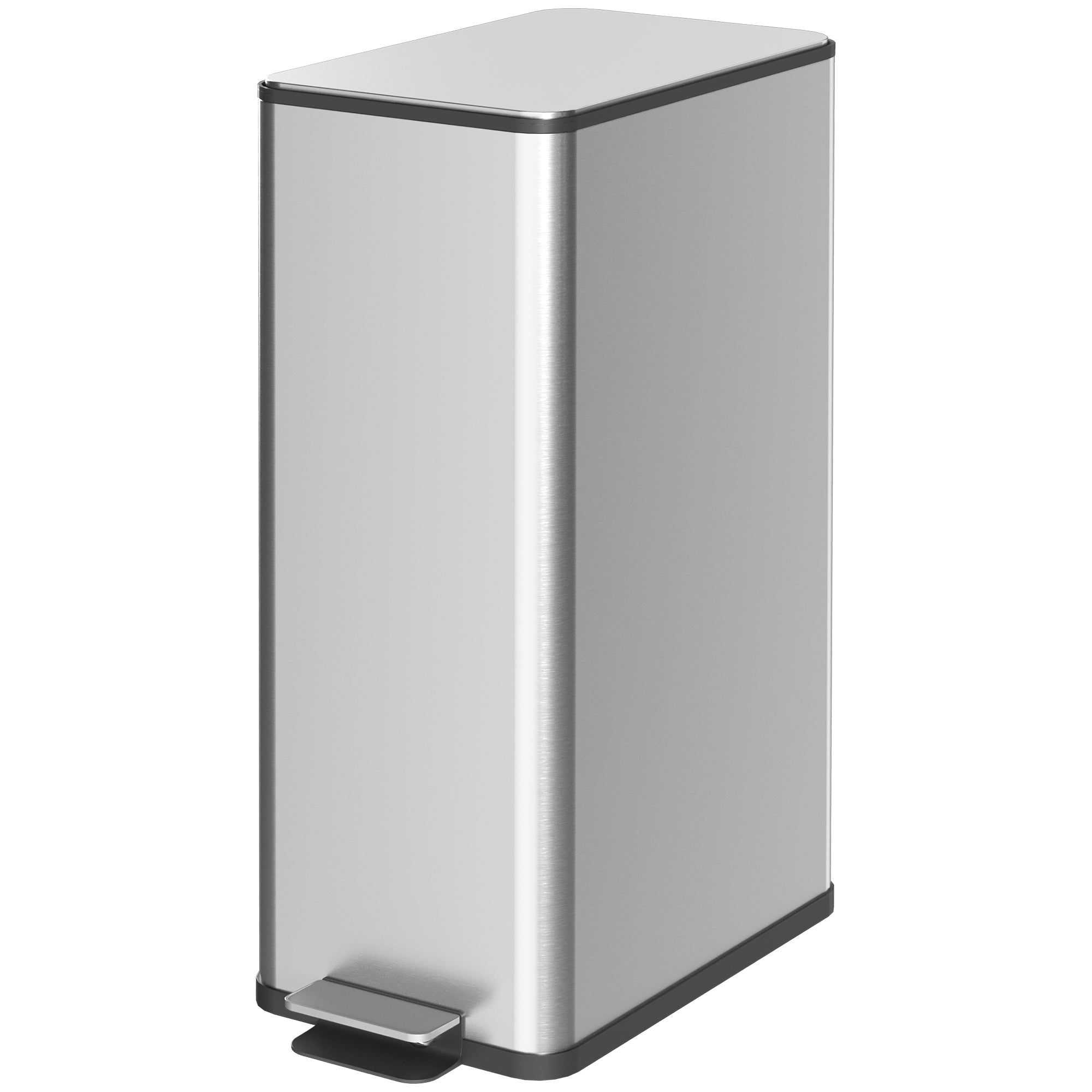 HOMCOM 5.3 Gallon/20 L Garbage Can, Fingerprint-proof Stainless Steel Kitchen Trash Can with Soft-close Lid and Foot Pedal, Slim Garbage Bin for Living Room, Home Office, Silver