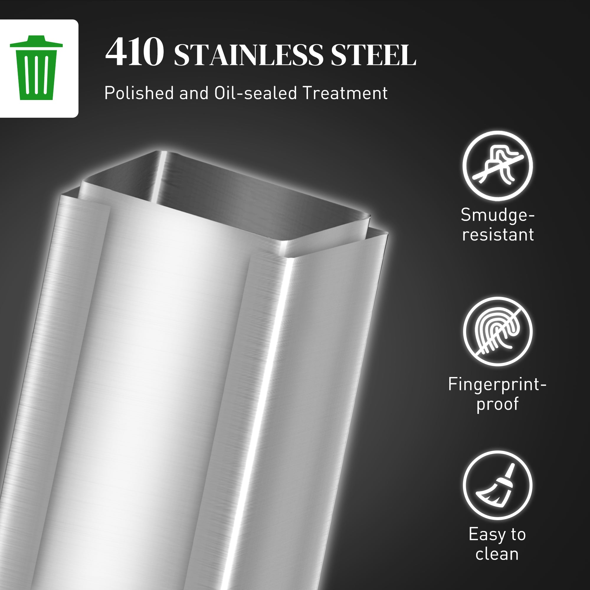 HOMCOM 5.3 Gallon/20 L Garbage Can, Fingerprint-proof Stainless Steel Kitchen Trash Can with Soft-close Lid and Foot Pedal, Slim Garbage Bin for Living Room, Home Office, Silver