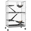 PawHut 5-Tier Rolling Small Animal Cage, Deluxe Guinea Pig Cage, Ferret Cage for Mink Chinchilla Kitten Rabbit, Small Pet Play House with Hammock Platform, Ramp, Tray, Light Grey