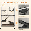 PawHut 5-Tier Rolling Small Animal Cage, Deluxe Guinea Pig Cage, Ferret Cage for Mink Chinchilla Kitten Rabbit, Small Pet Play House with Hammock Platform, Ramp, Tray, Light Grey