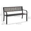 Outsunny 50" Steel Garden Bench Patio Metal Backyard Park Chair Outdoor Seat Furniture, Brown