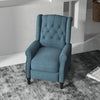 HOMCOM Push Back Recliner Chair, Fabric Reclining Chair, Tufted Wingback Chair with Nail Head Trim, Footrest, Solid Wood Legs for Living Room, Blue