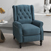 HOMCOM Push Back Recliner Chair, Fabric Reclining Chair, Tufted Wingback Chair with Nail Head Trim, Footrest, Solid Wood Legs for Living Room, Blue