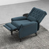 HOMCOM Push Back Recliner Chair, Fabric Reclining Chair, Tufted Wingback Chair with Nail Head Trim, Footrest, Solid Wood Legs for Living Room, Blue