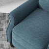 HOMCOM Push Back Recliner Chair, Fabric Reclining Chair, Tufted Wingback Chair with Nail Head Trim, Footrest, Solid Wood Legs for Living Room, Blue