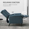 HOMCOM Push Back Recliner Chair, Fabric Reclining Chair, Tufted Wingback Chair with Nail Head Trim, Footrest, Solid Wood Legs for Living Room, Blue