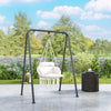 Outsunny Hammock Chair Swing Hanging Chair with Cushion, Cotton Rope Boho Swing Chair with Chain, Steel Frame for Indoor, Outdoor, Bedroom, Patio, Balcony, Cream White